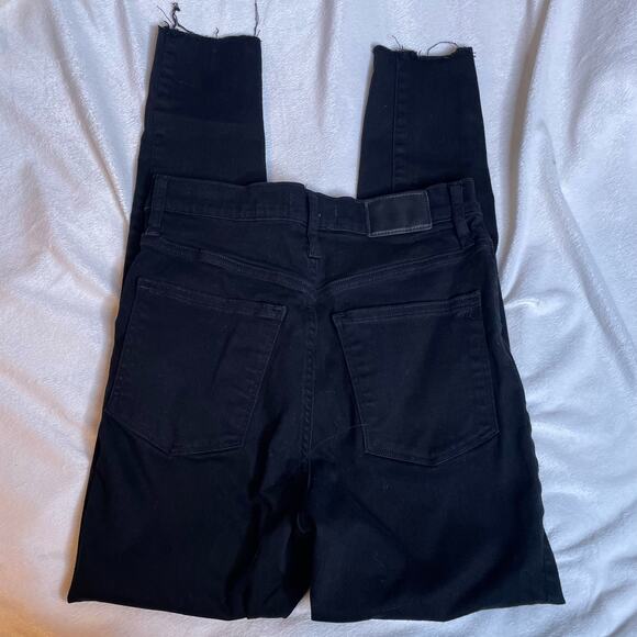 MADEWELL 11" High Rise Waist Skinny Raw Hem Distressed Black Jean 28 - Picture 2 of 5